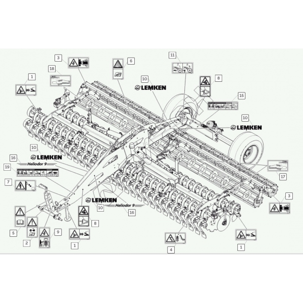 Комплект наклейок на дискову борону Lemken Heliodor 9/700KA. 59010100 Label