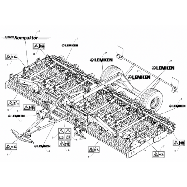Комплект наклейок на культиватор Lemken Kompaktor S400A Лемкен Компактор С400А